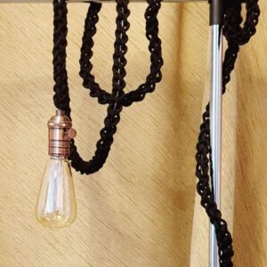 luminária pendente de macramê cor preta